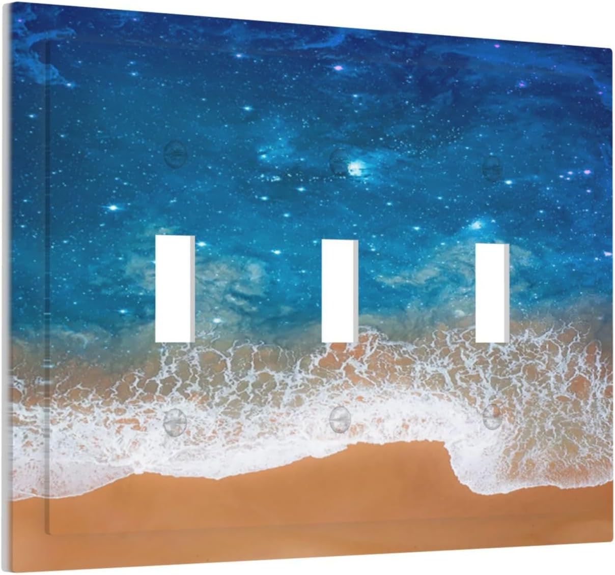 Light Switch Covers Blue Sea Ocean Beach Waves 3 Gang Wall Plates Triple Toggle Outlet Cover Decorative Switchplates Electrical Panel Cover for Kitchen Living Room 4.8 X 6.7 IN