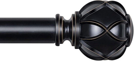 KAMANINA Black Curtain Rod 32 to 58 Inch(2.6-4.8Ft), Adjustable Heavy Duty Curtain Rods for Windows 28 to 48 Inch, 7/8 Inch Drapery Rods with Decorative Netted Texture End