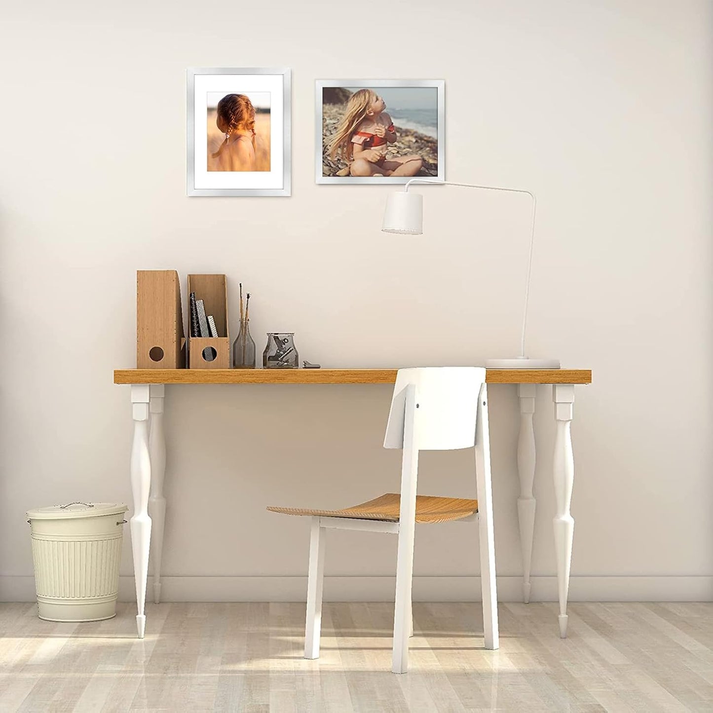 Golden State Art, 11x14 Picture Frame with Mat for 8x10 - High Definition Glass Wall Mounting Horizontal Vertical Display (Silver, 2 Pack)