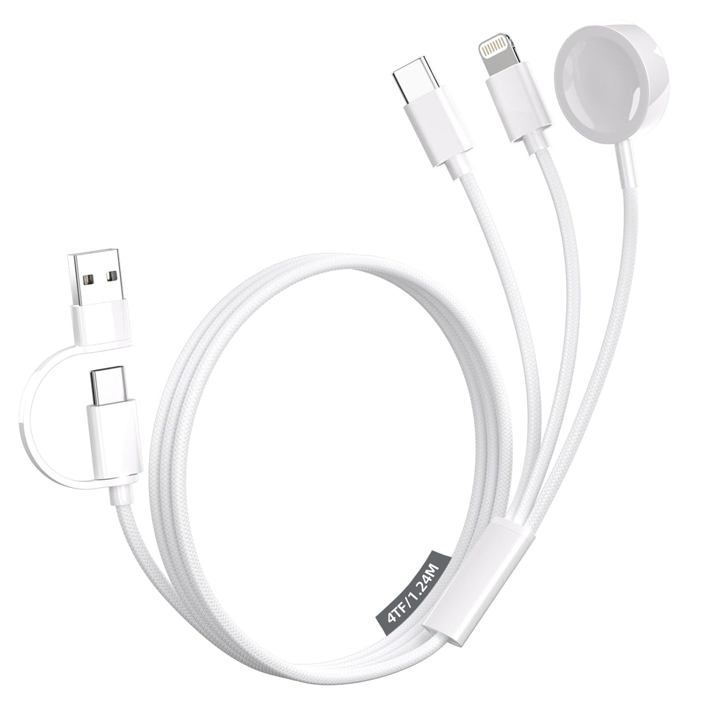 Travel Essentials,3 in 2 USB C Cable for Apple Watch Charger ，Multi Charging Cable Cord,Vacation Camping RV Essentials,Portable Designed for iWatch Series 11-2/Ultra/SE &iPhone 17-12-4FT
