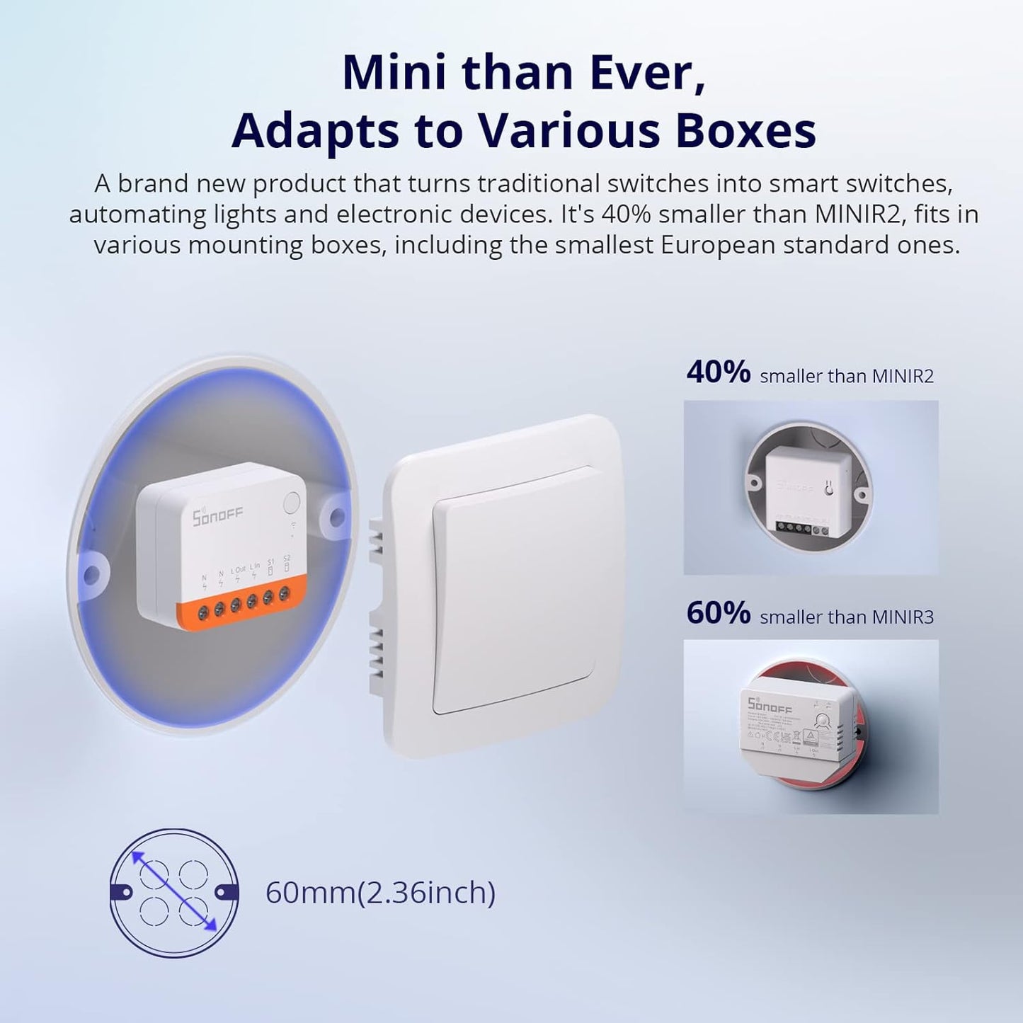 SONOFF MINIR4 Smart WiFi Light Switch,Universal DIY Module for Smart Home Automation Solution,1 Pack