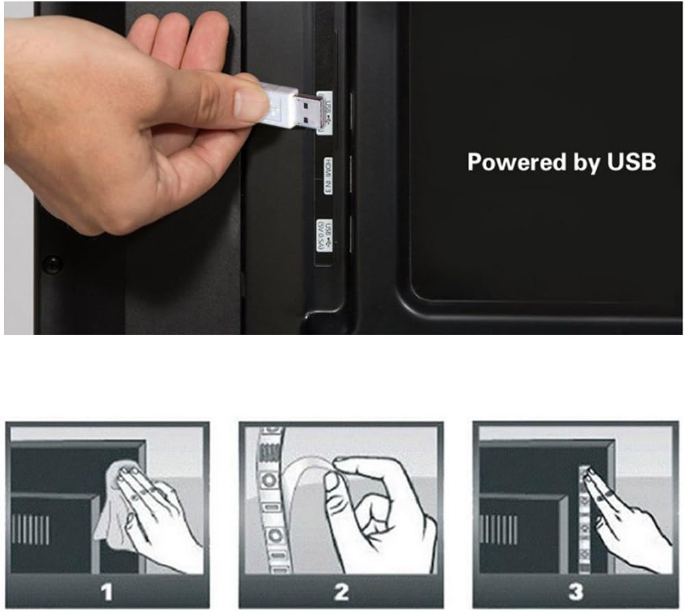 USB TV Backlight RGB LED Neon Accent Lights Strips for 32 to 43 inch HDTV Bias Lighting with Remote - USB Powered TV Behind Lighting LED Strip