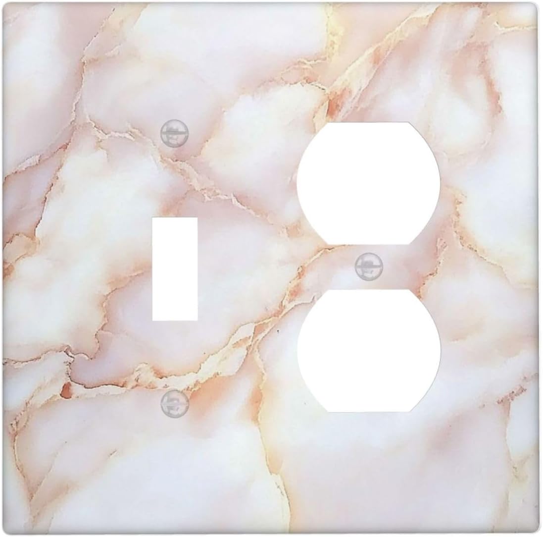 Wallplates Pink Jade Marble Granite 1 Toggle 1 Duplex Switch Plate Electrical Gfci Faceplate Decorative Light Switch Covers For Bathroom Kitchen Decor