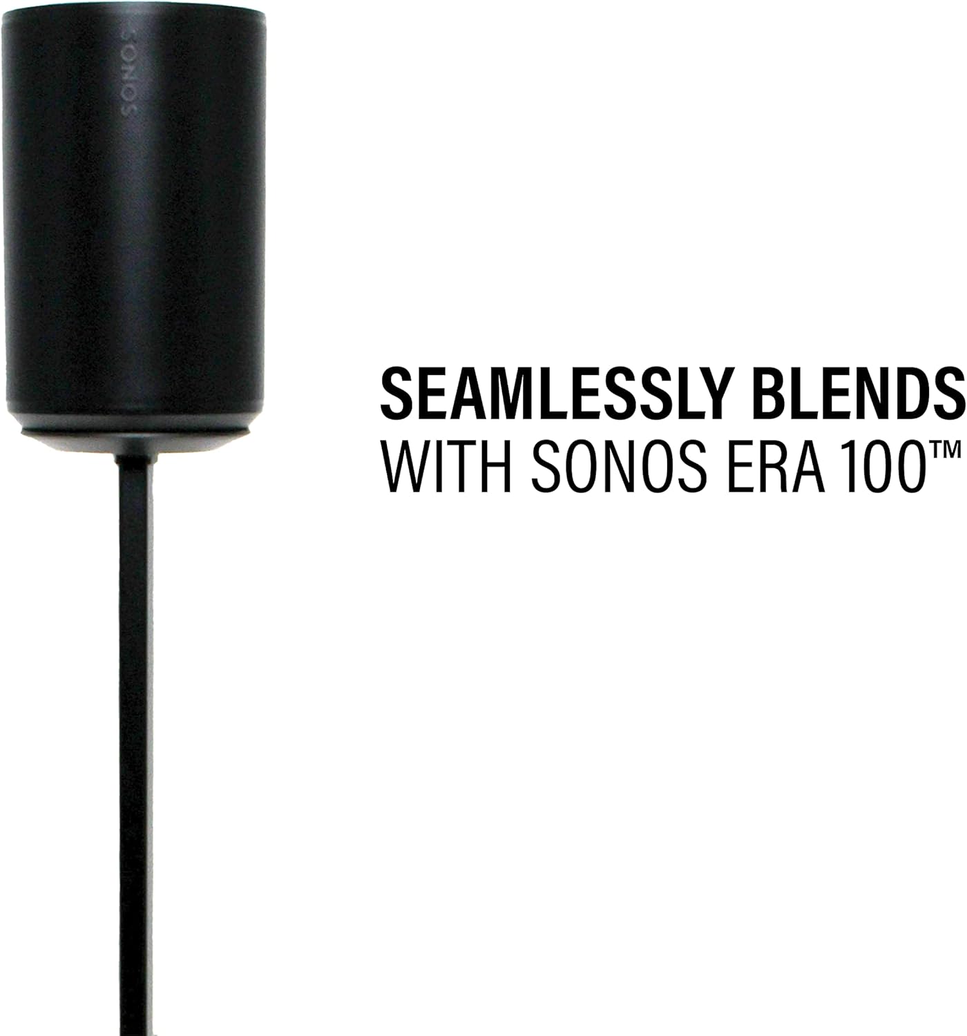 Sanus Speaker Stand for Sonos Era 100 Speakers - Height Adjustable Single Stand w/Easy 3 Step Install - Includes Rubber Feet & Carpet Spikes - Black