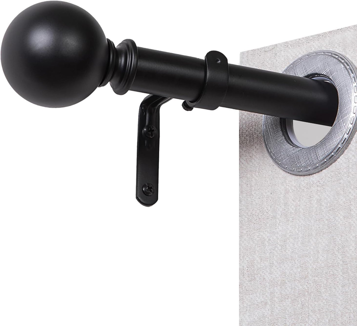 Curtain Rods for Windows 18 to 88 inches, 1 Inch Modern Metal Drapery Rods, Adjustable Heavy Duty Curtain Pole with Round Finials(18"-88"Black)