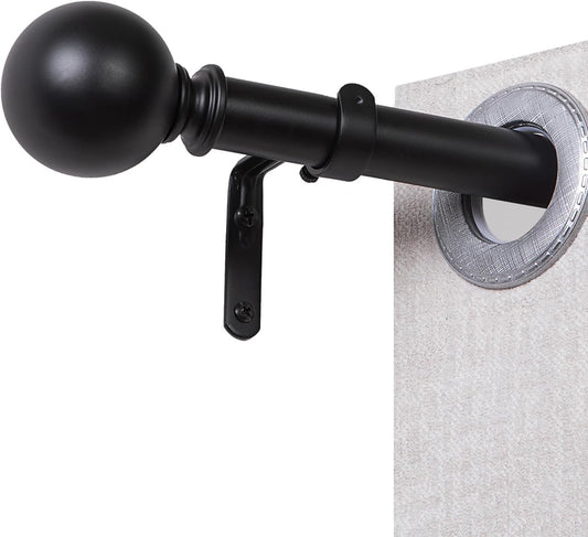 Curtain Rods for Windows 18 to 88 inches, 1 Inch Modern Metal Drapery Rods, Adjustable Heavy Duty Curtain Pole with Round Finials(18"-88"Black)