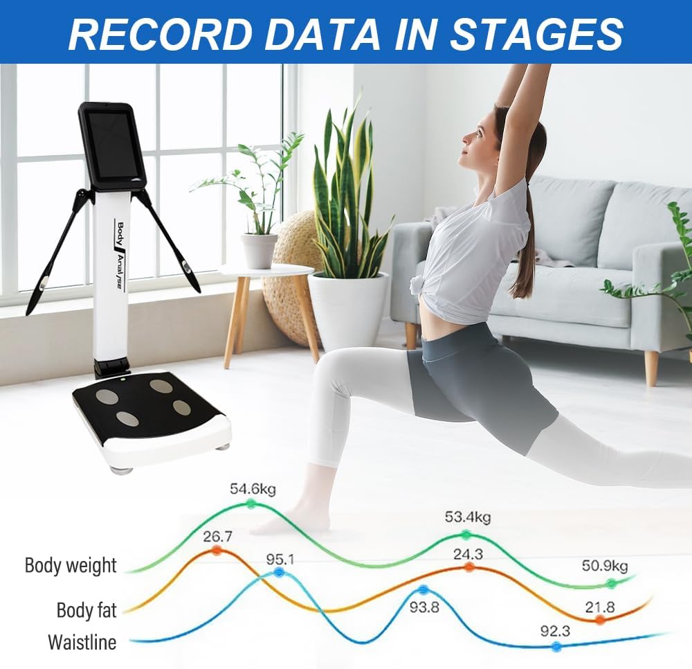 Professional Body Fat Analyzer, 32 Body Composition Analyzer, 10-inch High-Definition Screen Body Composition Analyzer, Body Fat Measurement Device for Homes, Gyms, Medical Clinics