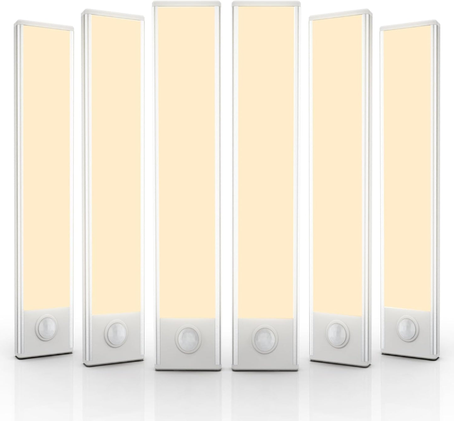 6 Pack Under Cabinet Lighting Wireless, 40 LED Rechargeable Battery Motion Sensor Light Indoor, Stick On Magnetic Closet Lights, Under Counter Lights for Kitchen, Stairs, Warm 10 in