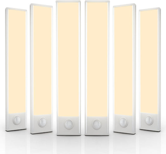 6 Pack Under Cabinet Lighting Wireless, 40 LED Rechargeable Battery Motion Sensor Light Indoor, Stick On Magnetic Closet Lights, Under Counter Lights for Kitchen, Stairs, Warm 10 in