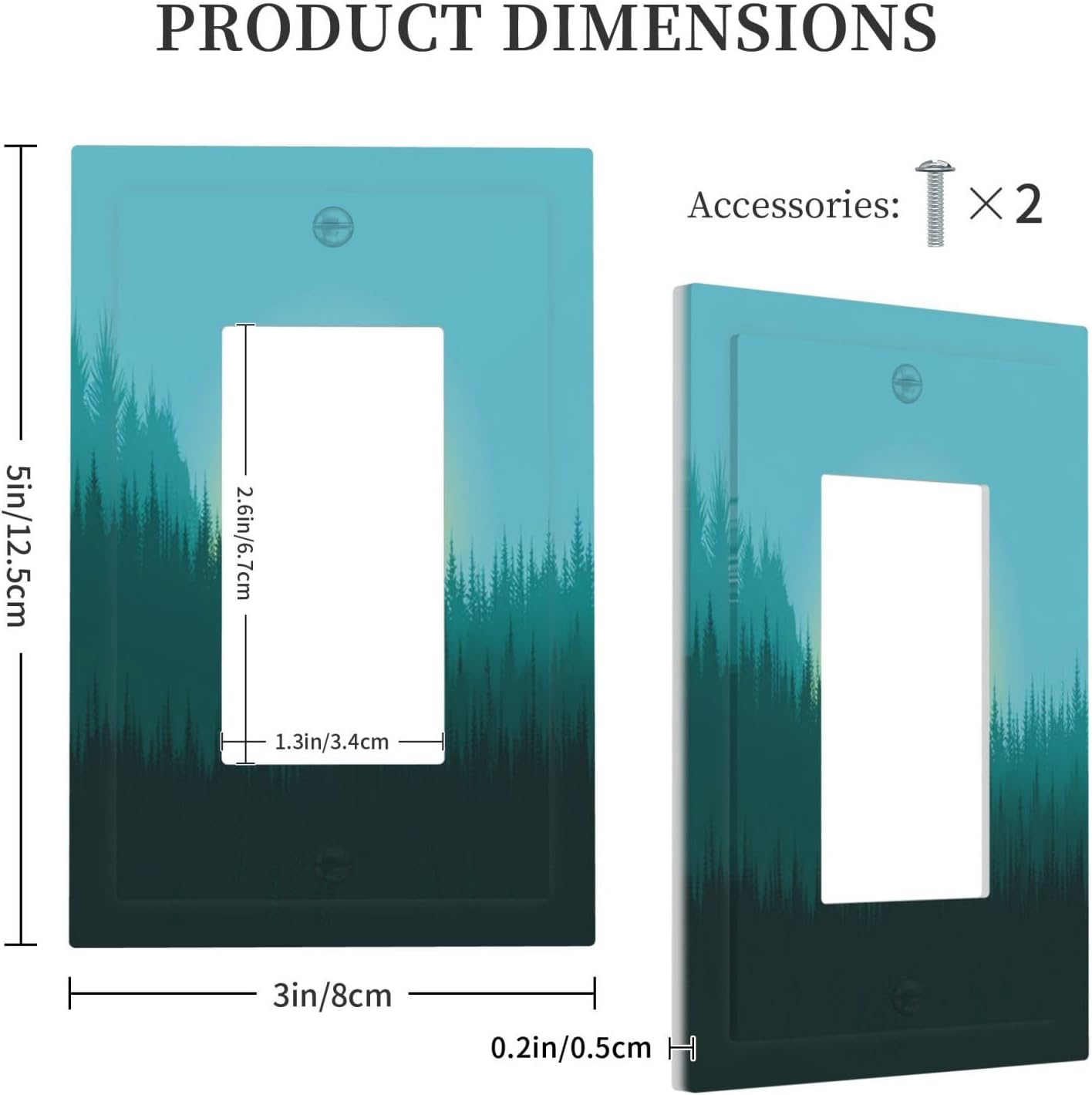 Green Forests And Birds Sun Woodland Decorative Outlet Covers 1 Gang Single Rocker Light Switch Cover Plate Wall Plates GFCI Faceplate for Bedroom Bathroom Decor