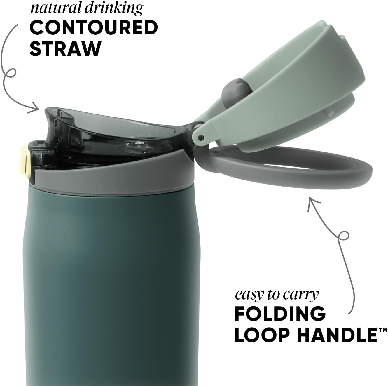 Simple Modern Mesa Loop Water Bottle with Covered Straw and Handle | 24oz Cup Holder Friendly Insulated Stainless Steel Bottles for Travel, Sports and School | Steel Harbor