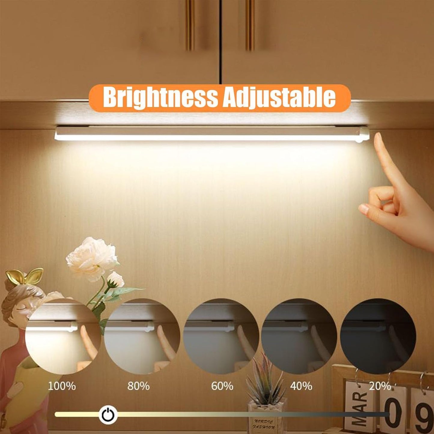 Punch-Free Smart Sensor Magnetic Rechargeable LED Lights, Motion Sensor Light Indoor for Stairs, Wardrobe, Cabinet (4PCS Warm Light,30cm/11.81in)
