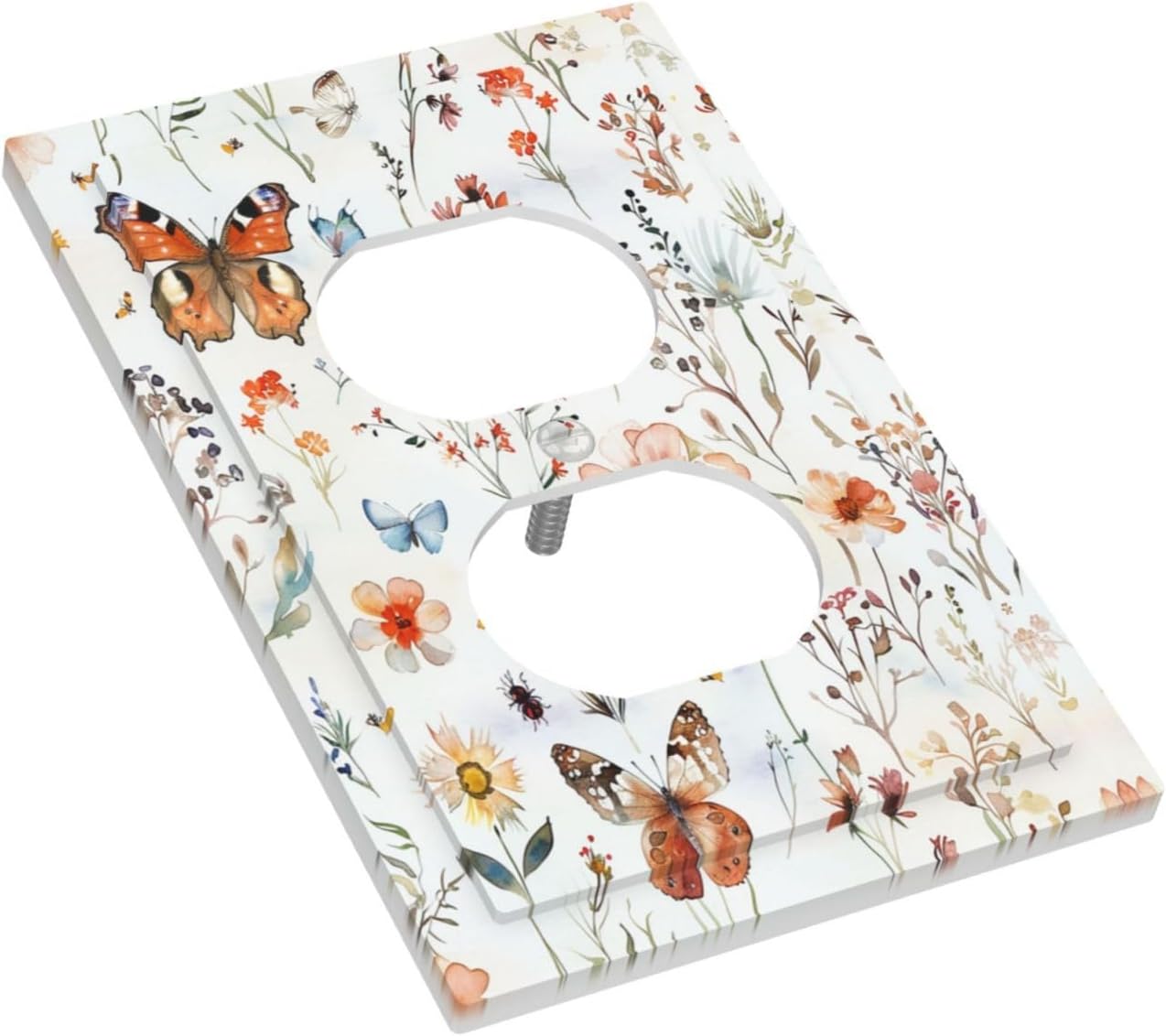 Outlet Covers Butterfly Floral Boho Multicolor Flower Leave 1 Gang Duplex Light Switch Cover Decorative Switch Plates Electrical Receptacle Faceplate Wall Plate for Bed Room Decor
