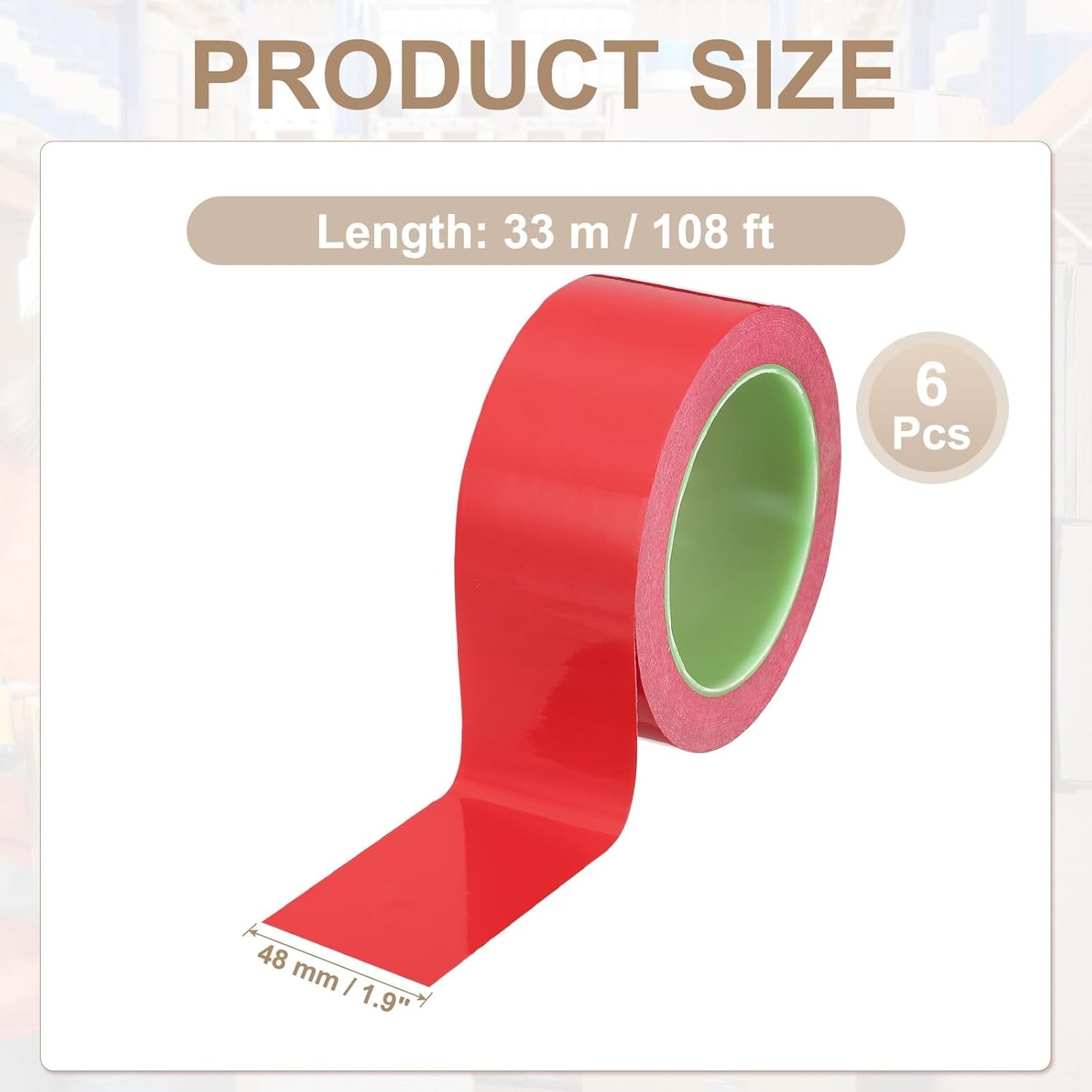 PATIKIL Floor Marking Tape 2 Inch x 110 Ft, 6 Pcs Self-Adhesive Warning Safety Tape Caution Stripe for Walls Floors Pipes Equipment Outdoor, Red