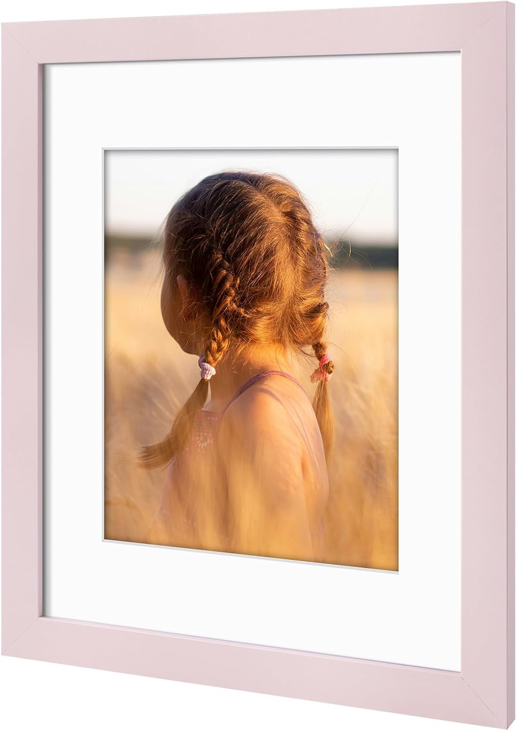 Golden State Art, 8x10 Picture Frame with Mat for 5x7 Photo - High Definition Glass Wall Mounting or Tabletop Display (Pink, 2 Pack)
