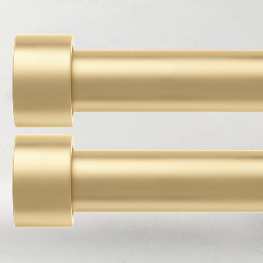 2 Pack Curtain Rods for Windows 72 to 144 Inch, 1 Inch Gold Curtain Rods Set, Adjustable Heavy Duty Outdoor Curtain Rod for Patio Bedroom, Drapery Rods with End Cap, Size 32"- 150"
