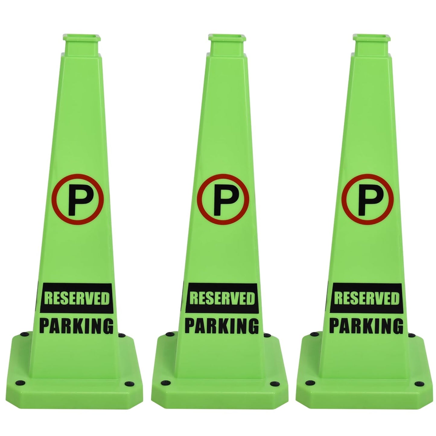 OrangeStar 3-Pack 28" Reserved Parking Cones, Large 4-Sided Message Safety Traffic Cones with Heavy Rubber Base for Indoor Outdoor Use, Parking Lot Control, Driveway Barriers