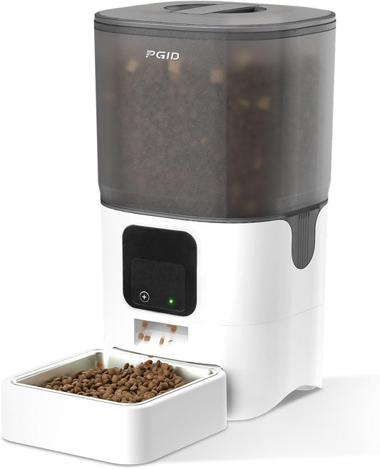 Automatic Cat Feeder with Camera, 1080P HD Video with Night Vision, 2.4G WiFi Pet Feeder for Cat & Small Dog, 2-Way Audio & Meal Call Pet Food Dispenser, Motion Capturing Auto Dog Feeder 6L
