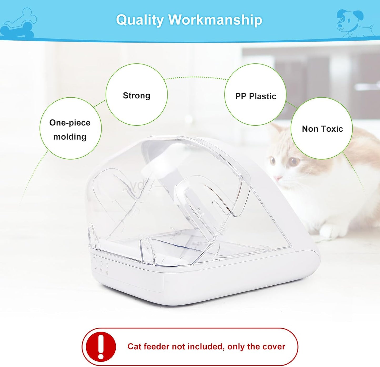 Pet Feeder Rear Cover for Pet Feeder & Connect, YOIHABV Cat Feeder Cover, Help Ensure Persistent Pets Can't Access/Steal Food from The Rear of The Cat Feeder While Lid is Open