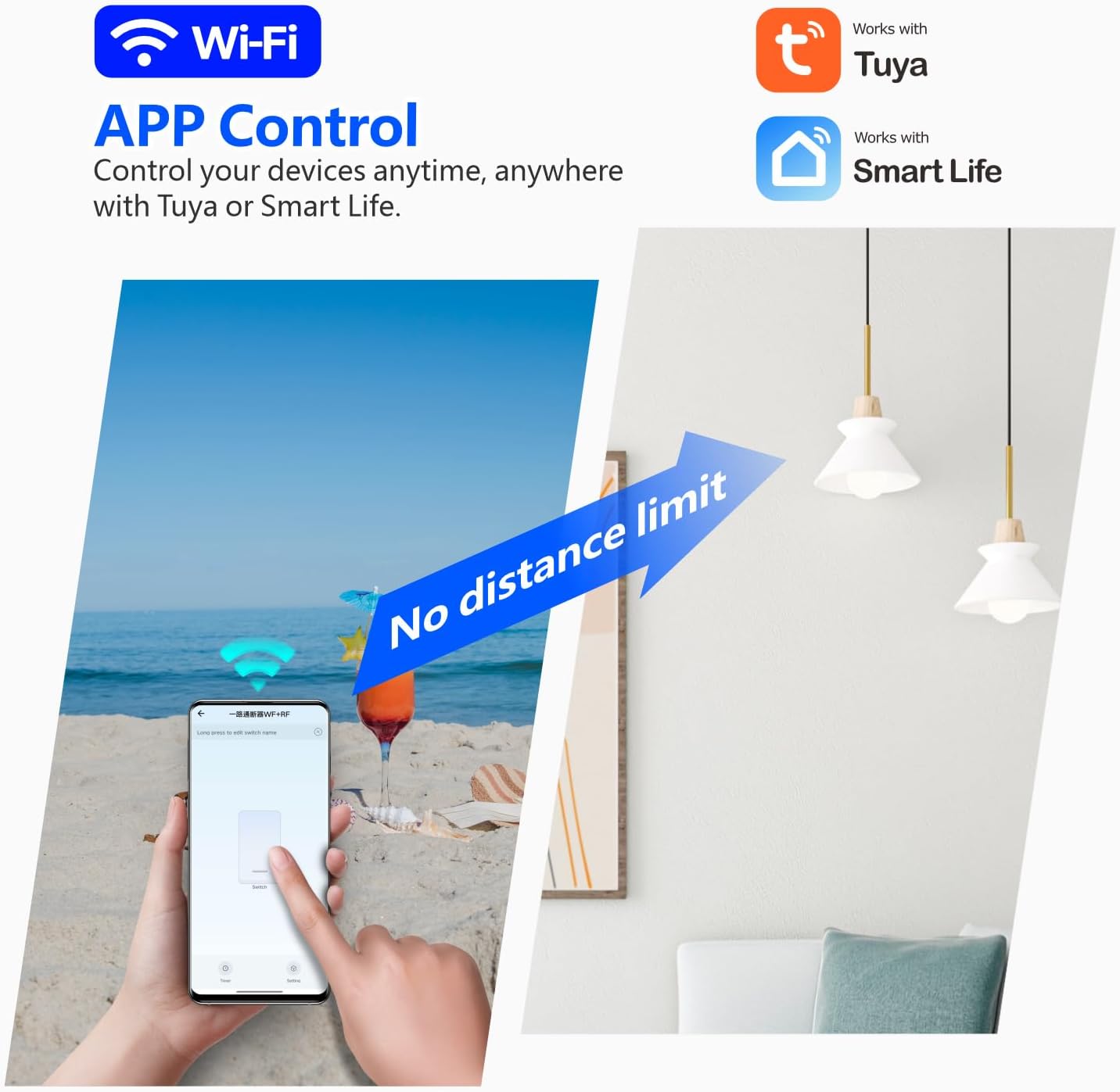 DieseRC Tuya 1 Channel WiFi Smart Switch, DC 5V 12V 24V 36V Passive Output Relay Module, with 2X RF Remote Control, Compatible with Alexa/Google Home
