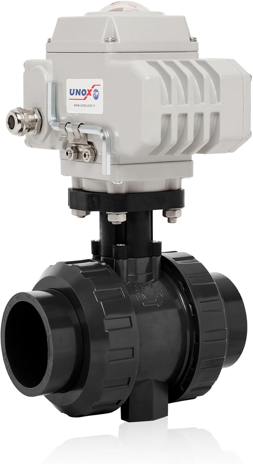 Unox 110V AC Electric Actuated Ø25 (3/4") U-PVC Ball Valve, Motorized Ball Valve For Water - PN16