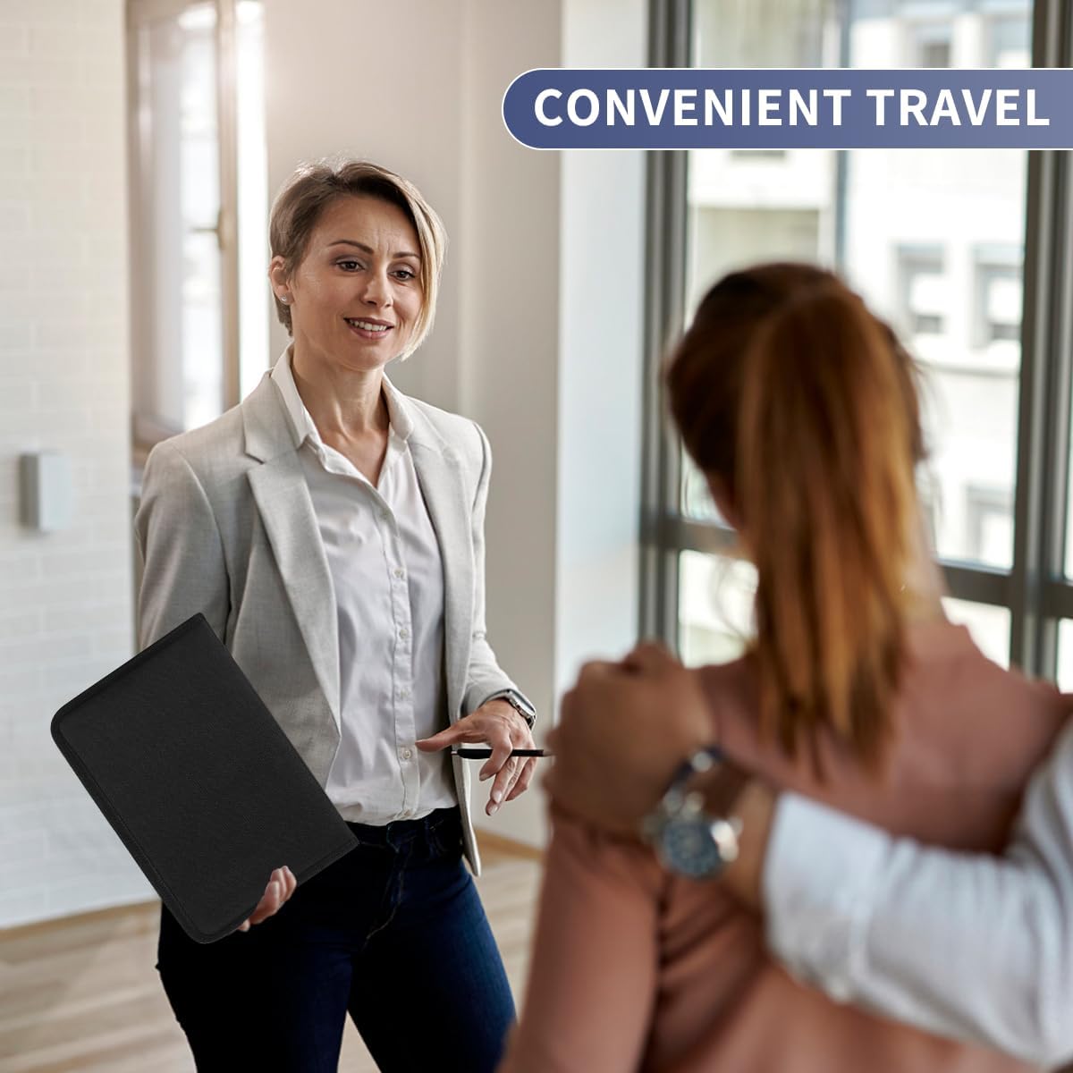 Portable Zippered Key Case,Organizer Waterproof Key Binder with 24 Key Hooks and Tags,Portable Key Storage for Rental Management Real Estate Sales Hotel Executives and Car Service