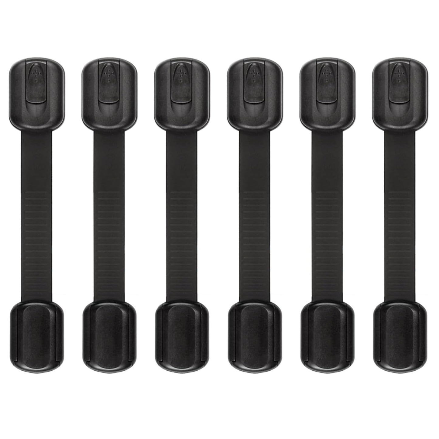 Child Safety Strap Locks (6 Packs) Baby Lock for Drawers, Refrigerators, Dishwashers, Toilet Seats, Cabinets, Ovens, Trash Cans, etc. Easy to Install, No Drilling Required, 3M Adhesive Pads (Black)