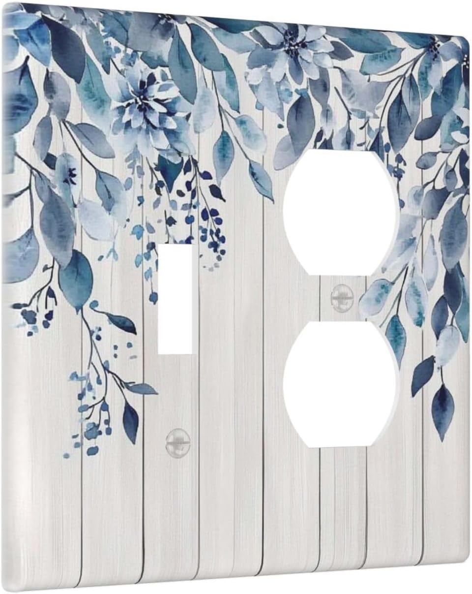 Eucalyptus Rustic Watercolor Plant Wallplates 1 Toggle 1 Duplex Switch Plate Electrical Gfci Faceplate Decorative Light Switch Covers For Farmhouse Home Decor