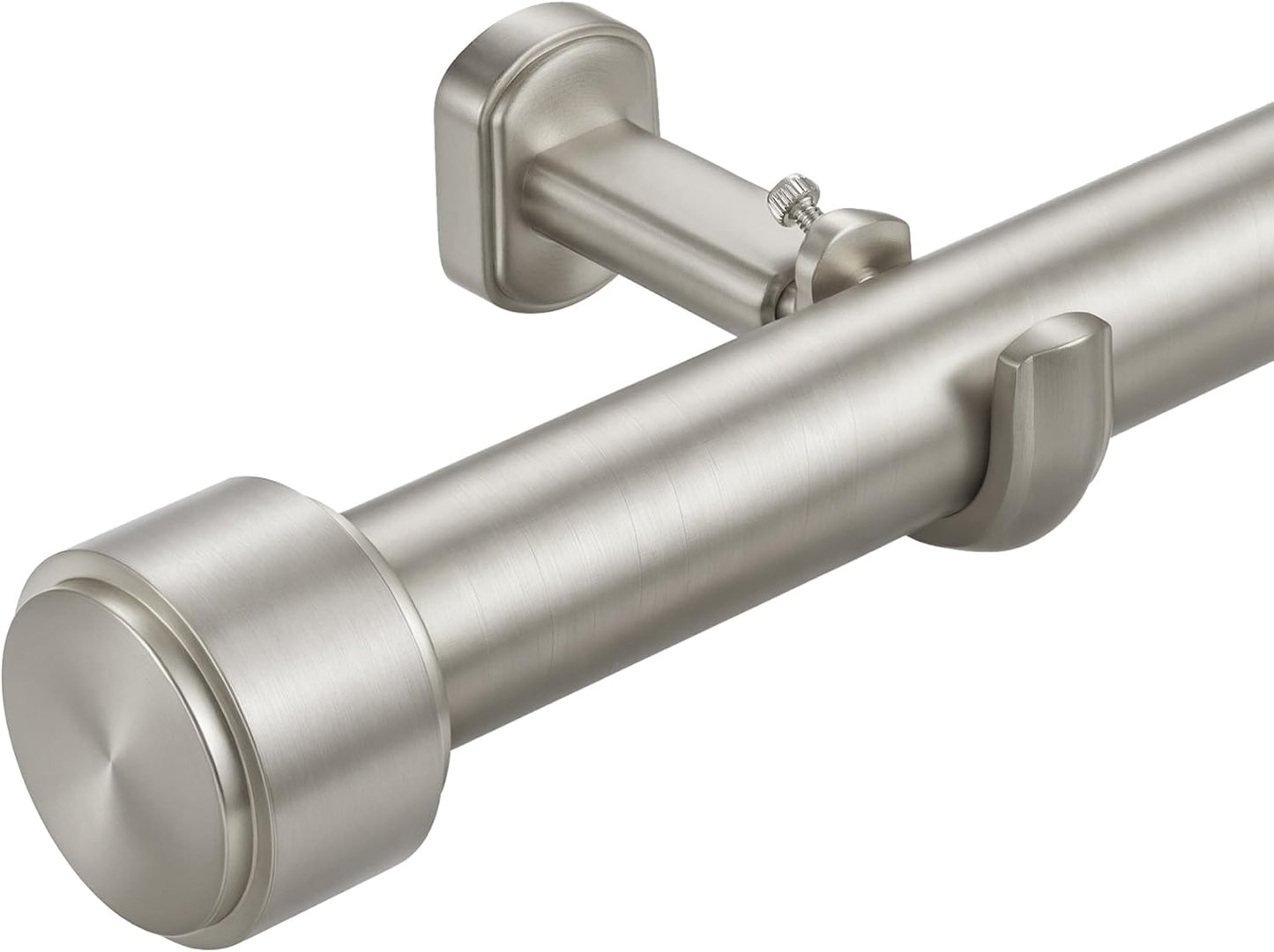Heavy Duty Curtain Rods,1 1/4" Large Diameter Premium Nonadjustable Curtain Rod,42in/3.5ft Custom Window Treatment Rods with Durable Aluminum Brackets and End Caps,Brushed Nickel Finish
