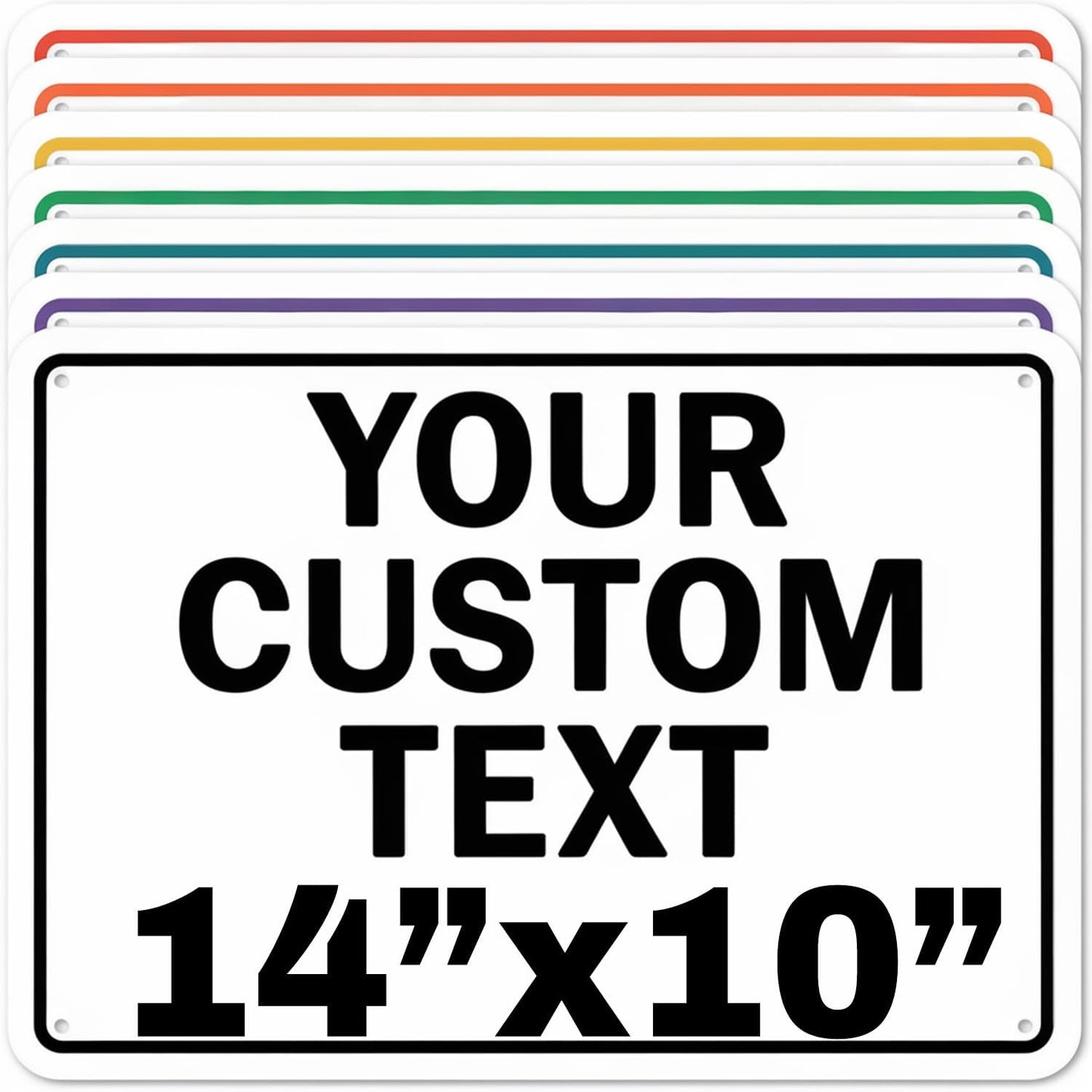 Custom Aluminum Signs – Personalized Weatherproof Metal Signs for Indoor & Outdoor Use – Multiple Sizes – Add Text/Logo – Optional Reflective & Double-Sided Printing – for Home, Business, Hazard, Garden, Door & Commercial Use (Rectangle 2, 14x10inch)