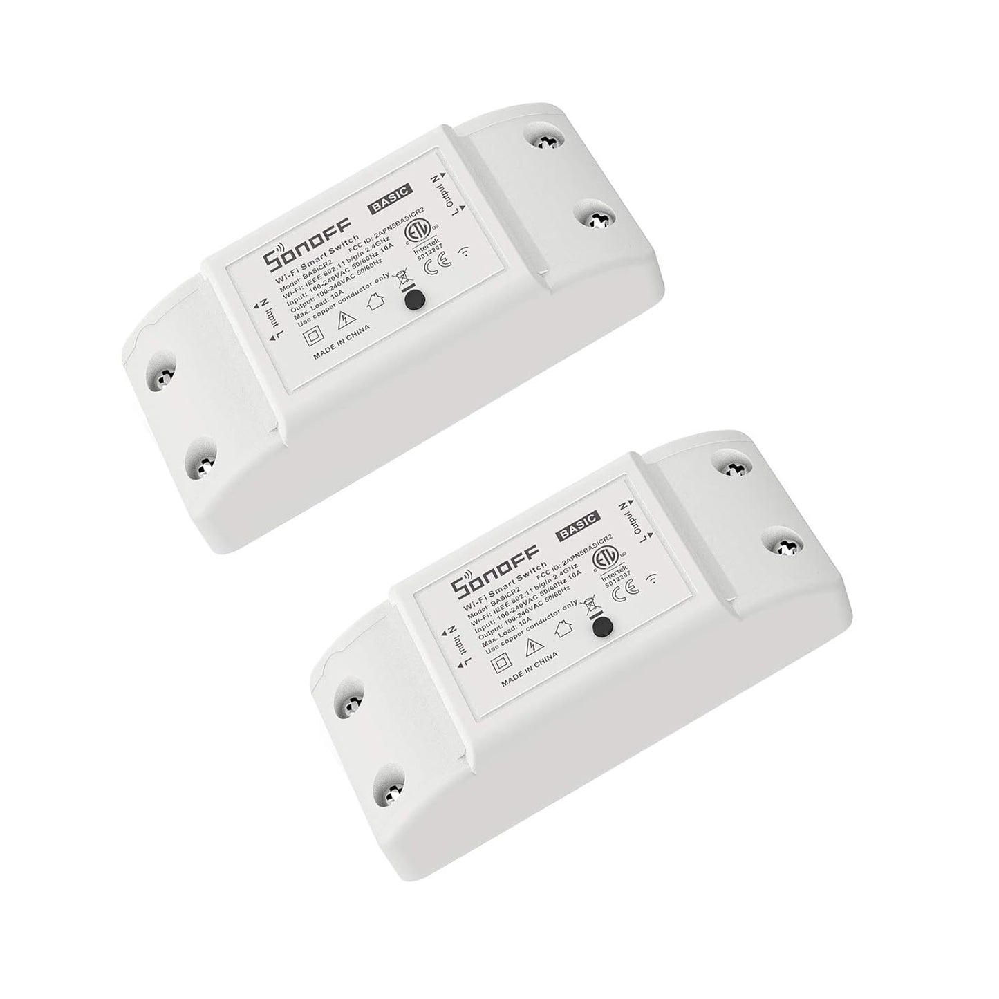 SONOFF Basic R2 10A Smart WiFi Wireless Light Switch, DIY Module for Smart Home Automation Solution,Works with Amazon Alexa & Google Home,IFTTT,2 Pack