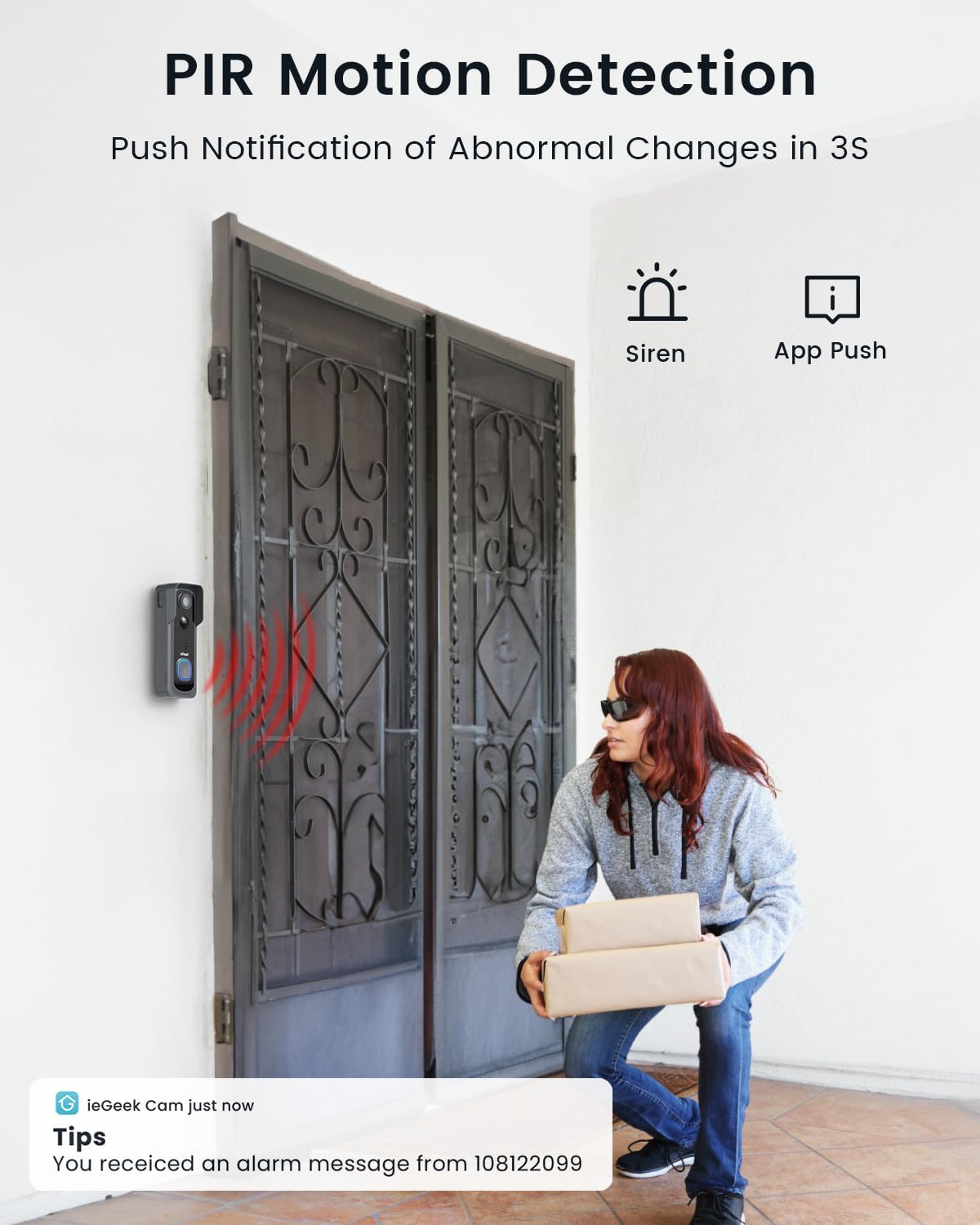 ieGeek 2K Wireless Doorbell Camera No Subscription with 145° Adjustable Angle Mount, Smart Video Doorbell with Chime, Motion Detection, 2-Way Talk Voice Changer, Works with Alexa, Only 2.4Ghz WiFi