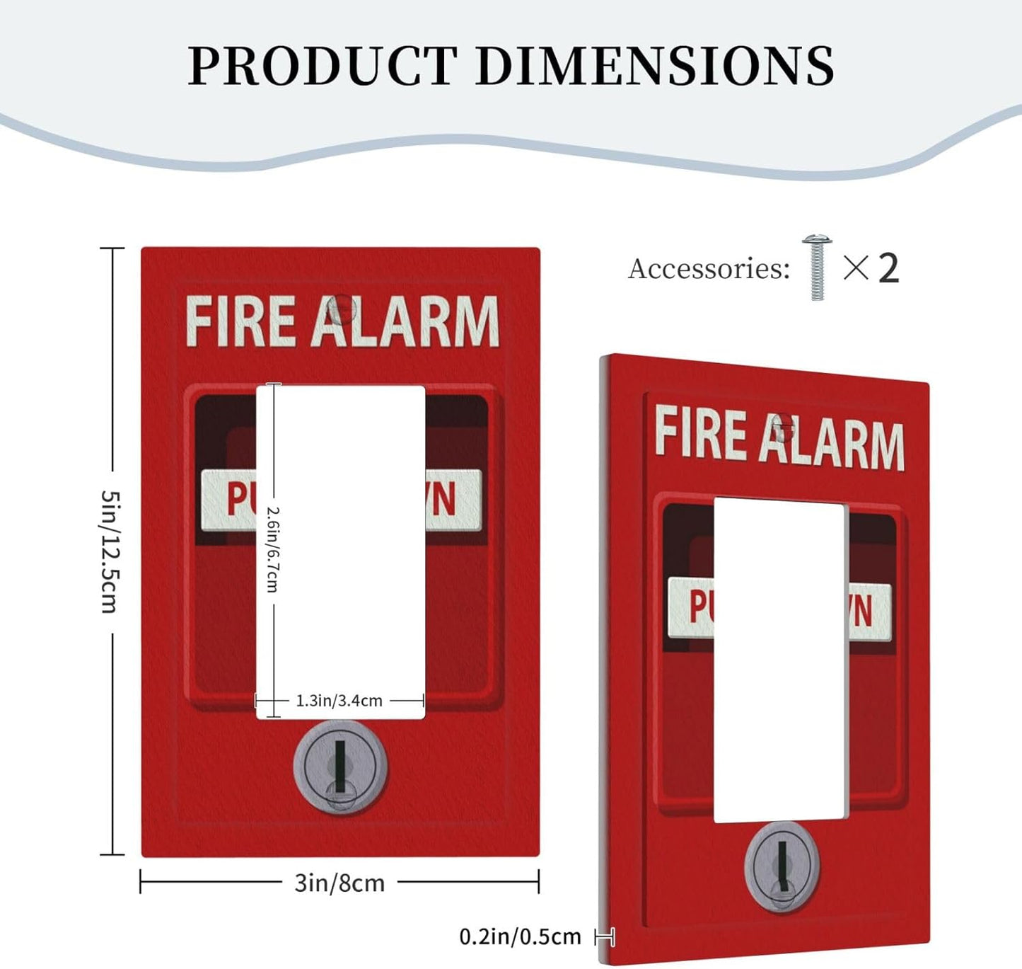 Decorative Outlet Covers Red Fire Alarm Novelty 1 Gang Single Decora GFCI Device Light Switch Covers Plate 1 Rocker Wall Plate Jumbo Switch Cover Plate for Bedroom Bathroom Decor
