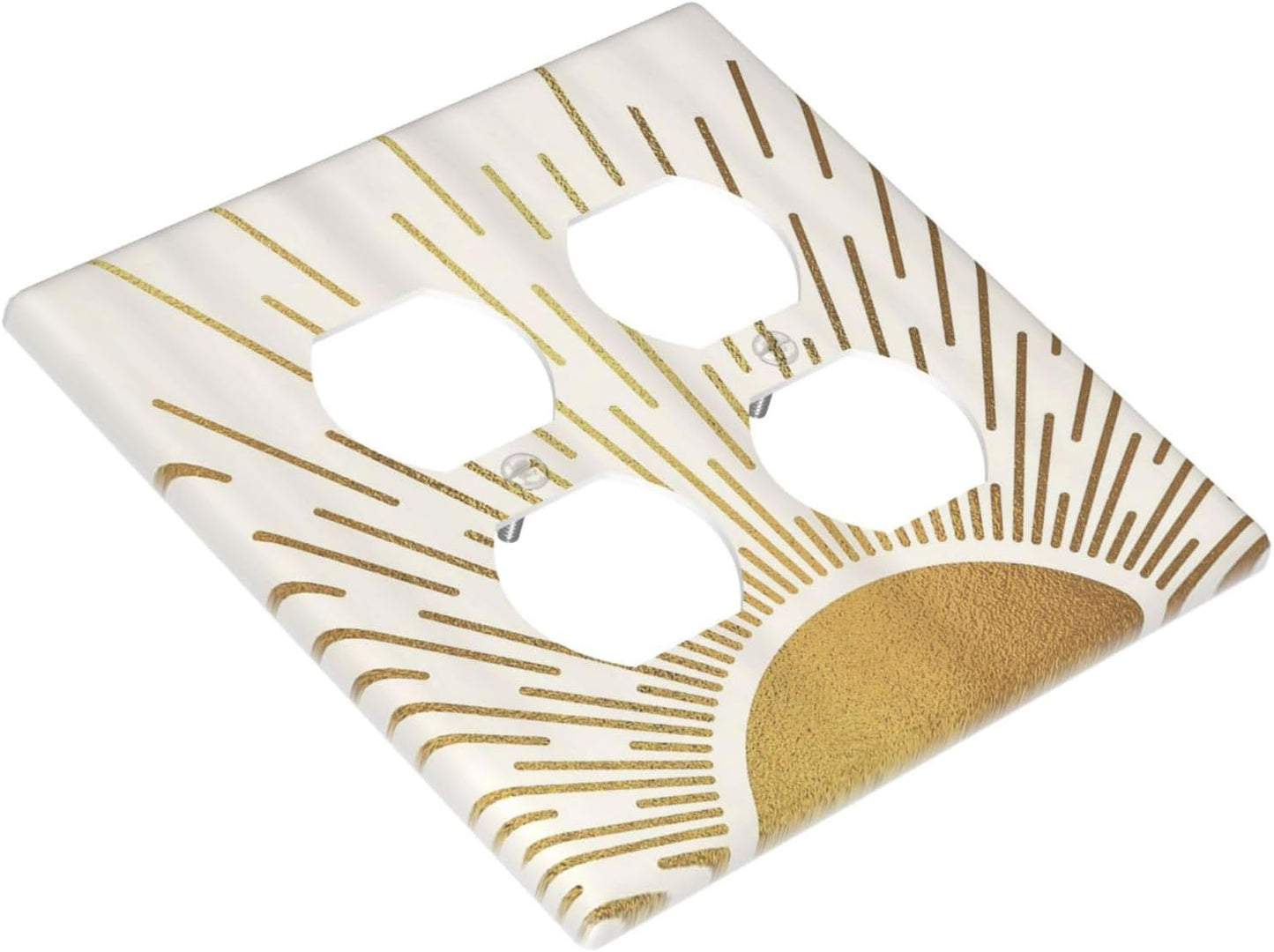Decorative Outlet Covers Boho Mid Century Gold Sun Sunbeams 2 Gang Light Switch Cover Plate Double Duplex Wall Plates for Electrical Outlets Switch Plate Covers for Bedroom Home Decor