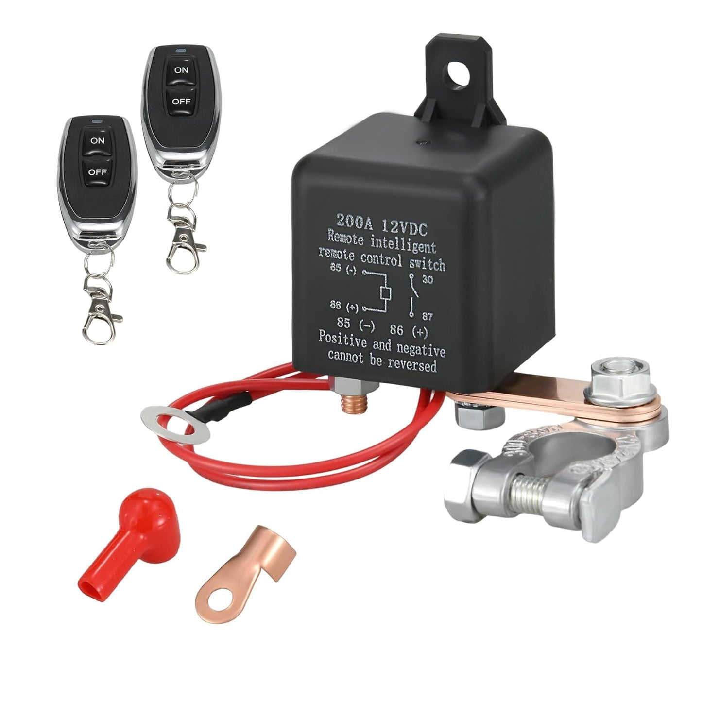 Remote Battery Disconnect Switch 12V, 200A, Negative Disconnect Switch with Anti-Battery Drain and Anti-Theft Features, Power Saver for Cars, Trucks, and SUVs