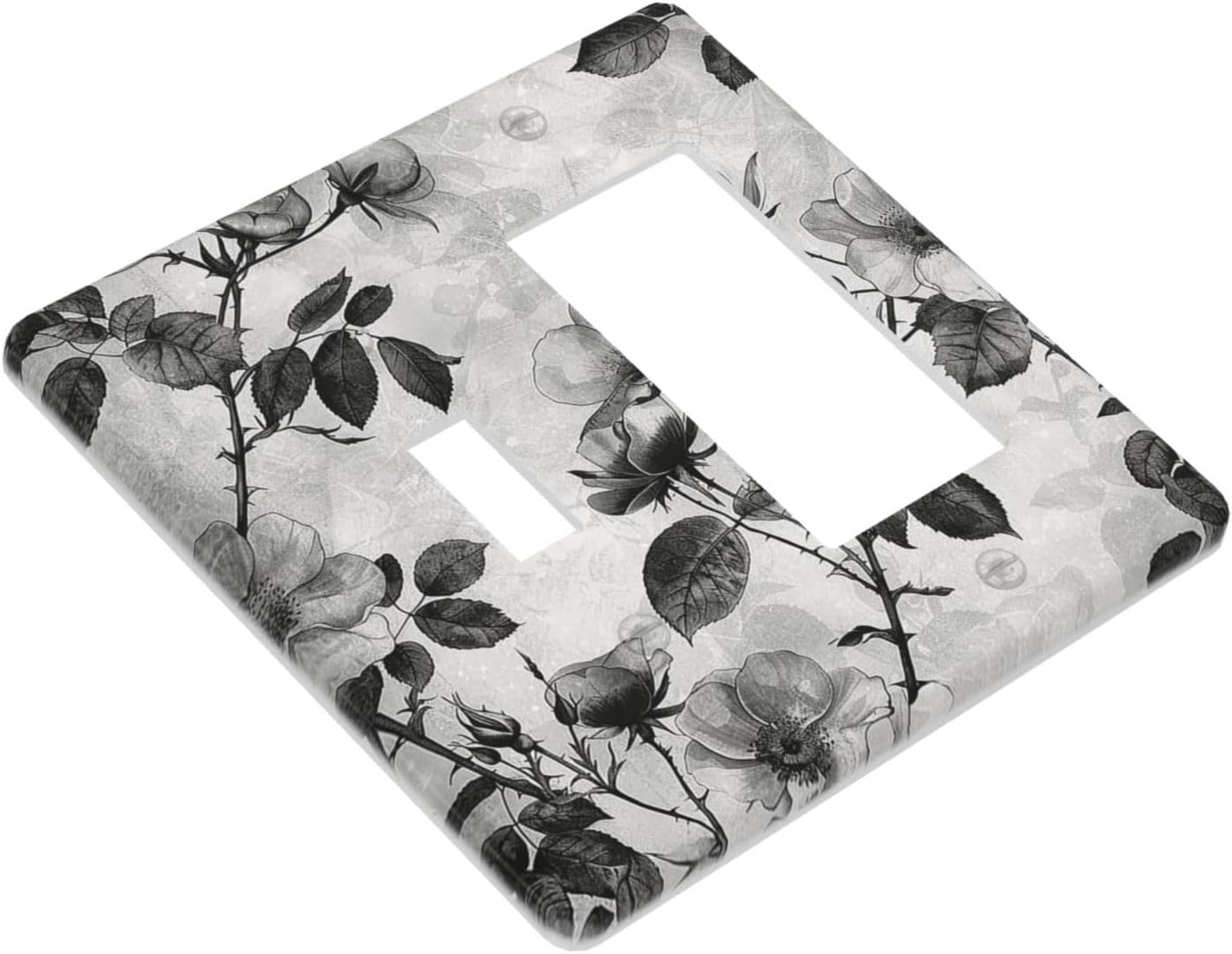 Outlet Covers Black Breezy Watercolor Garden Floral 1 Toggle 1 Rocker Combination Decorative Wall Plate Electrical Switch Plates Light Switch Cover Plate for Bedroom Home Decor