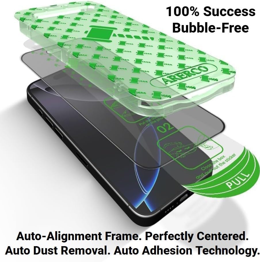 3 Pack Privacy Screen Protector for iPhone 16 Plus with 2 Camera Lens Protector 9H+ Tempered Full Cover Glass Military Grade Shatterproof 25° Anti Spy Bubble Free Auto Installation kit