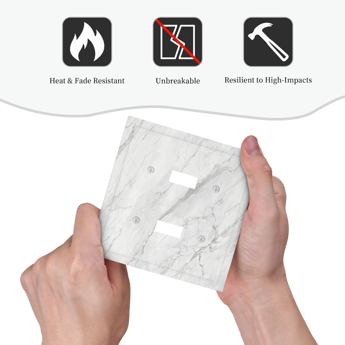 Decorative Switch Plates Marble Granite White And Grey 2 Gang Double Toggle Wall Plate Outlet Light Switch Cover Electrical Faceplate for Home Bedroom Decor