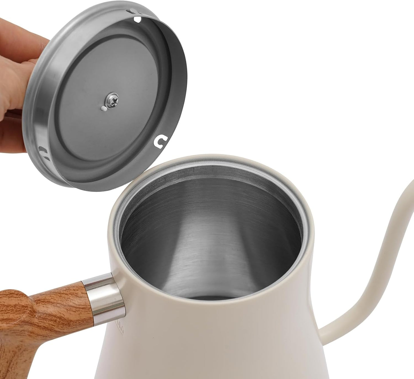 Electric Gooseneck Kettle, 0.9L 1200W Stainless Steel Kettle with ±1°F Precision Temperature Control, Adjustable Keep Warm & LED Display, Ideal for Pour Over Coffee and Tea (White)