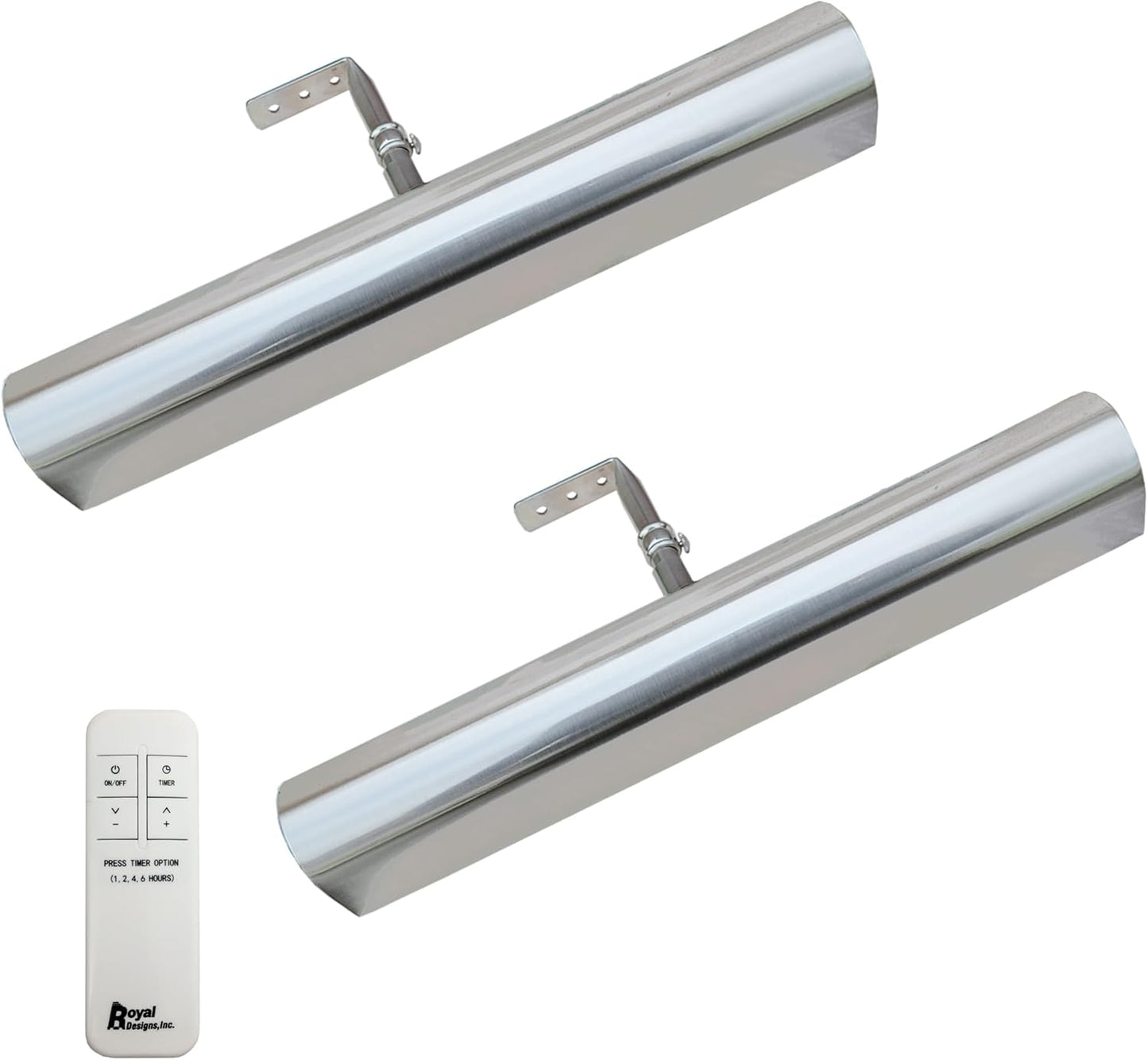 Royal Designs, Inc. Cordless Remote Control LED Picture Light, Dimmable with Timer Function, Brushed Nickel, 16.75 Inches, 2 Pack