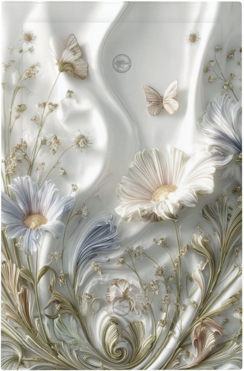 Artistic Flowers Floral Plant No Device Single Blank Decorative Light Switch Covers Electrical Faceplate Switch Plates for Bathroom Kitchen Home
