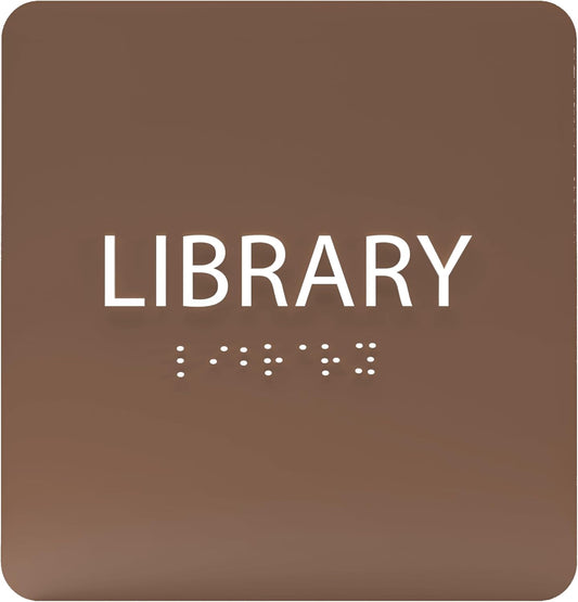 6" X6" Library Sign - ADA Compliant Tactile Graphics Grade 2 Braille Text Acrylic Wall Sign - Quiet zone, Information Convey, Group Study Room Door Signs for Office, School, Home