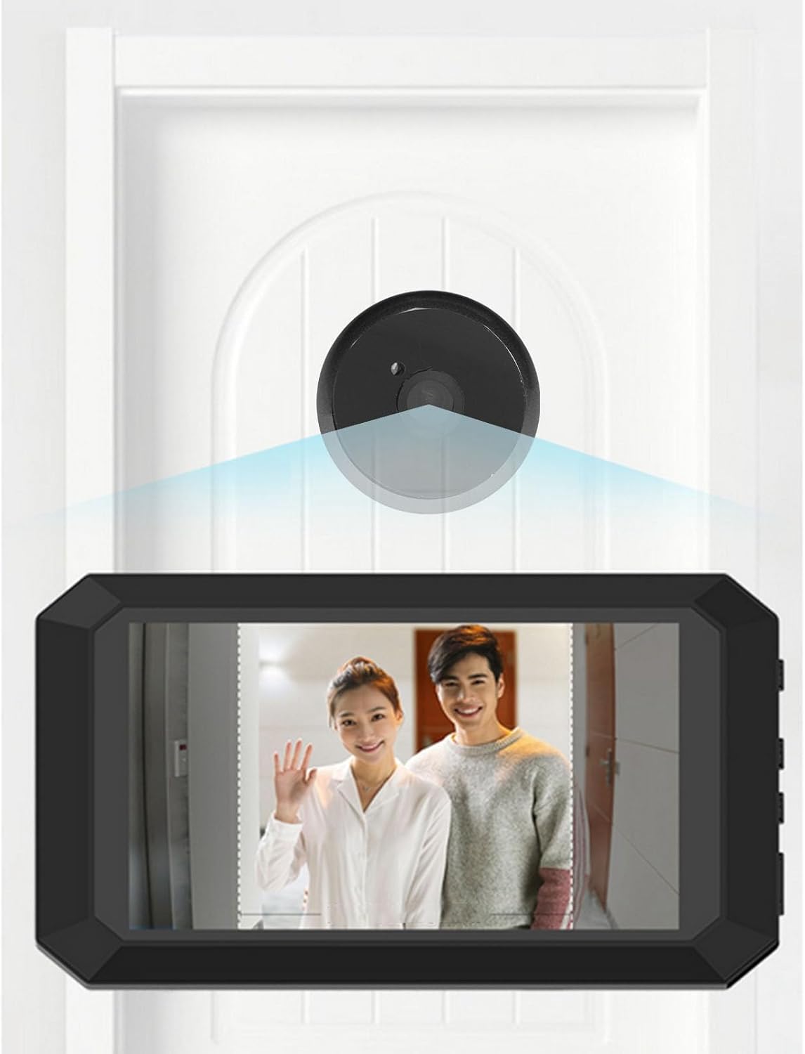 Video Doorbell, 3.97 Inch Color Display 1080P Peep Hole Camera with 135° Wide Angle, Infrared Fill Light, Rechargeable Visual Doorbell, for Home Security