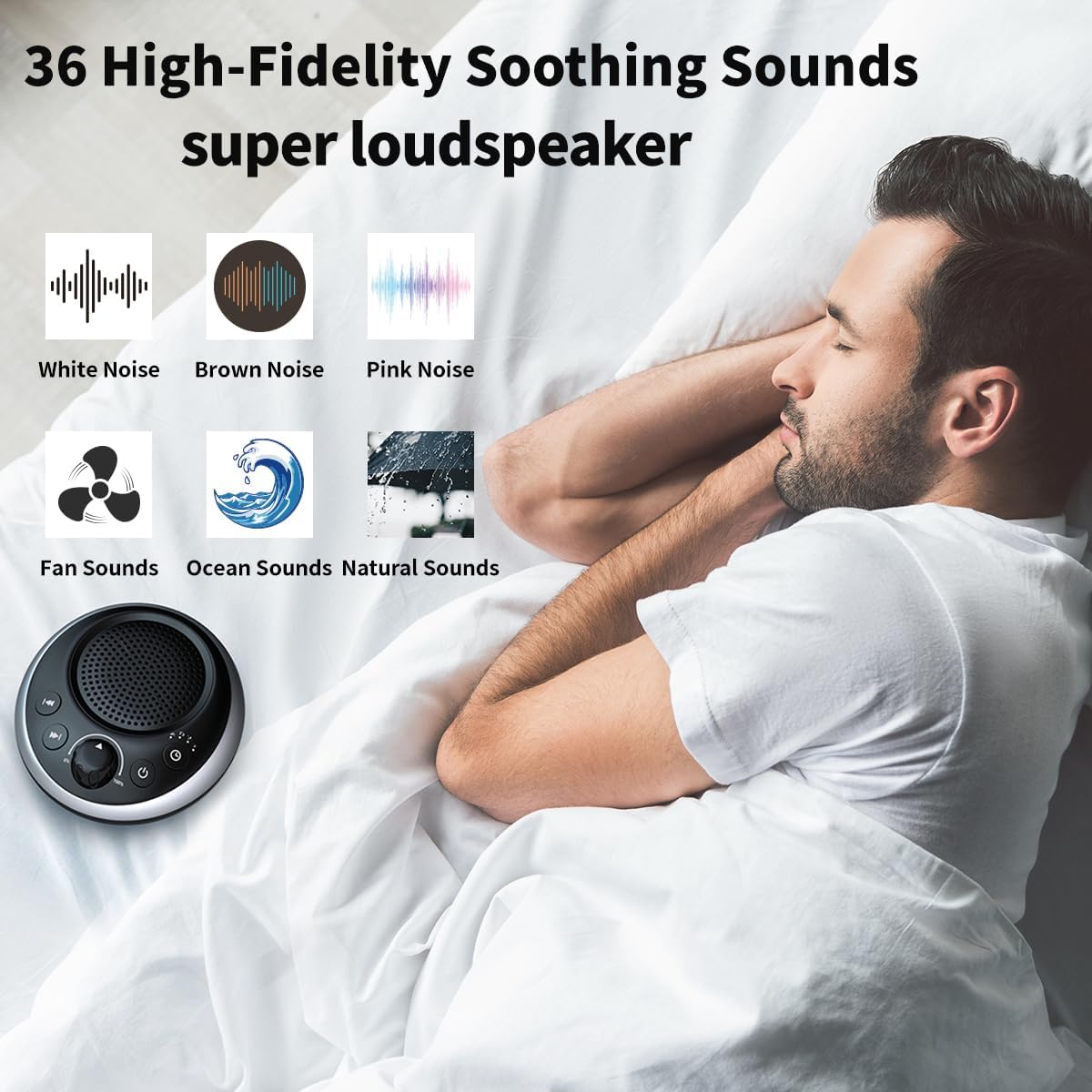 Rechargeable Portable Brown Noise Machine 2000mAH Large Battery Sound White Noise Machine 30 Soothing Sounds for Baby Kids Adults Sleep Machine Auto-Off Timer for Travel Camping and Home