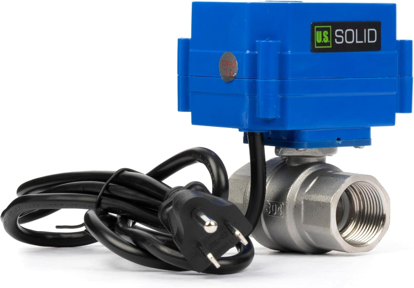 U.S. Solid 3/4" Motorized Ball Valve with US Plug 110VAC Stainless Steel Electrical Ball Valve,Auto Return, Normally Open