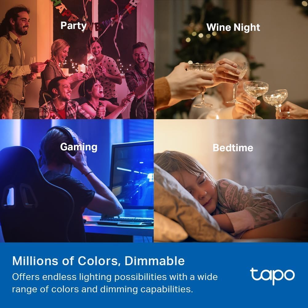 TP-Link Tapo Smart Light Bulbs, 1100 Lumens High Brightness(75W Equivalent), Matter-Certified, 16M Colors RGBW LED Bulb, Dimmable, CRI>90, Voice Control w/Siri, Alexa & Google Home, A19 E26 Tapo L535E