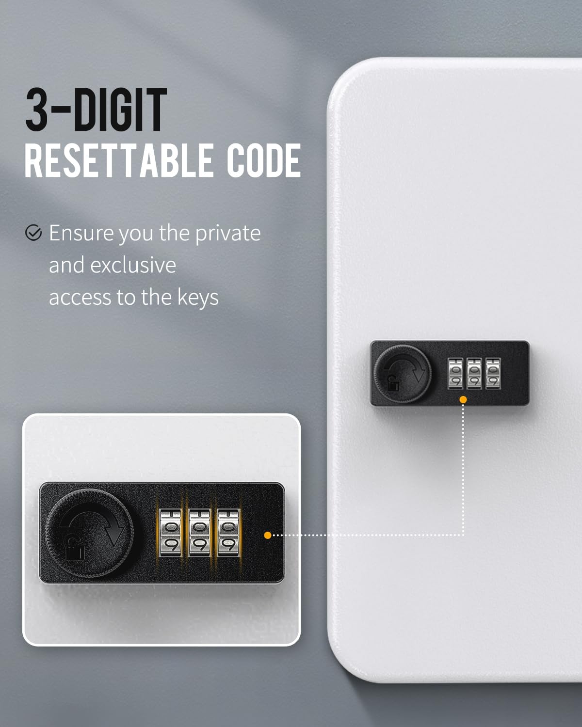 Uniclife 28-Key Steel Key Cabinet with Combination Lock Wall Mounted Key Organizer with Resettable Code White Digital Security Box with Hooks and Large Key Tag Labels Identifiers in 5 Assorted Colors