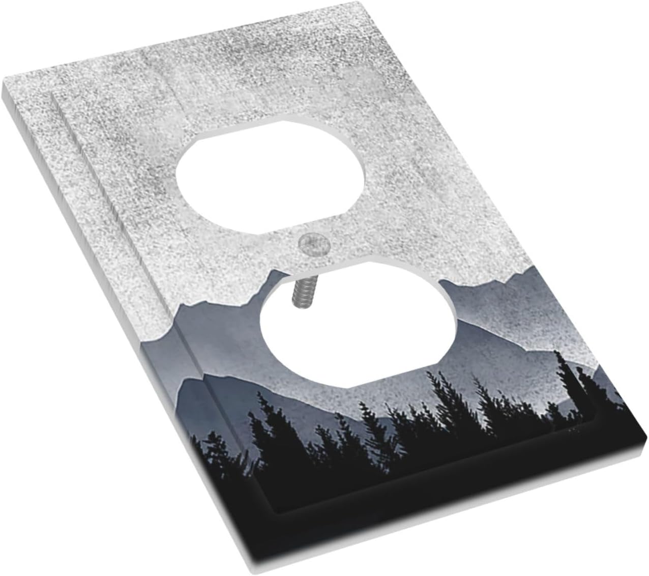 Outlet Covers Natural Landscape Mountains Pine Trees 1 Gang Duplex Wall Plate Decorative Switch Plates Electrical Receptacle Faceplate Light Switch Cover for Bedroom living Room Decor