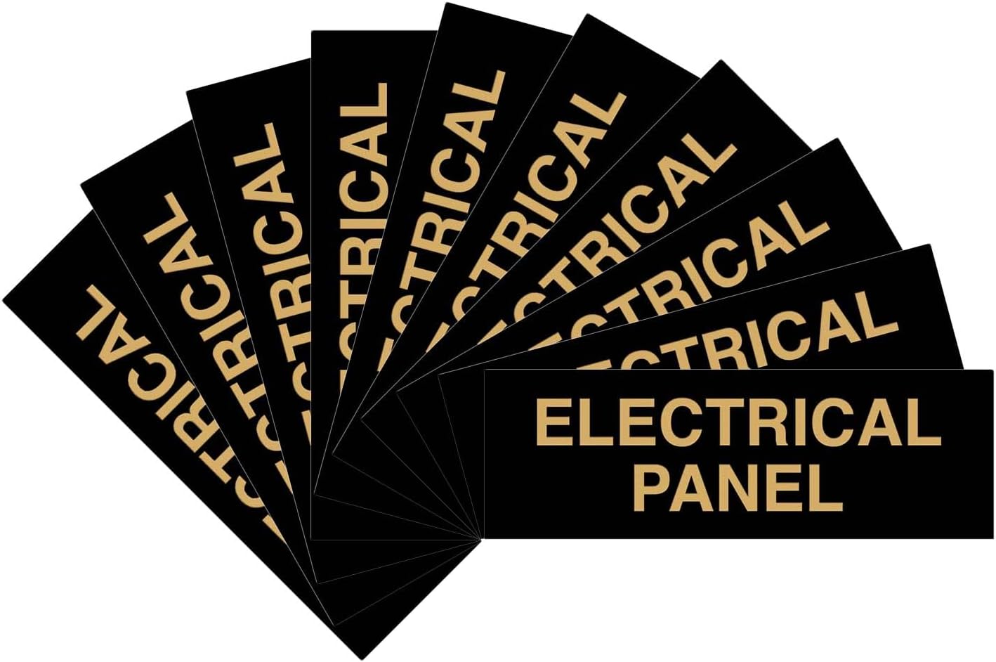 All Quality Basic Electrical Panel Sign - Fire Regulation Safety Compliance Sign - Black/Gold - Small (10 Pack)