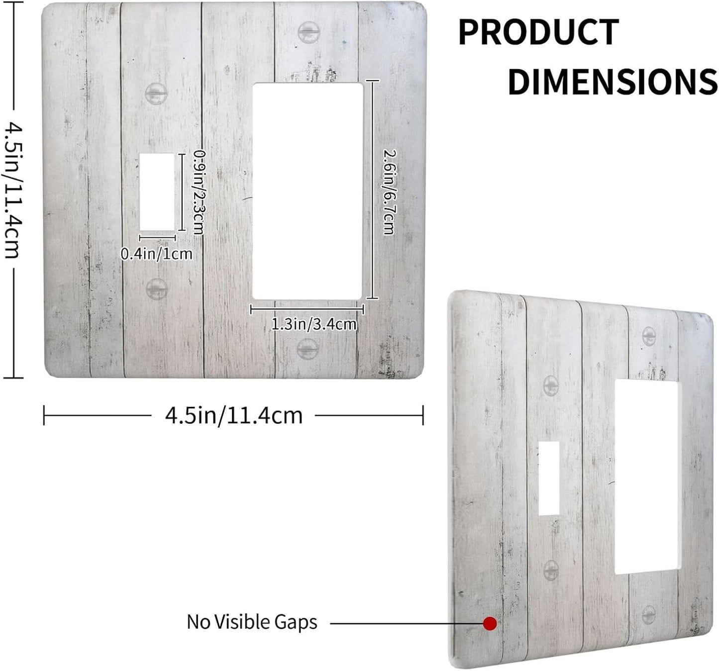 Rustic White Grey Wood Grain Outlet Covers 1 Toggle 1 Rocker Combination Light Switch Cover Plate Decorative Wall Plate Electrical Switch Plates for Bedroom Bathroom Decor